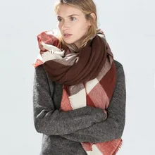 Z1557 Three Colors Plaid Womens Imitation Cashmere Cape Blanket font b Tartan b font Scarf Autumn