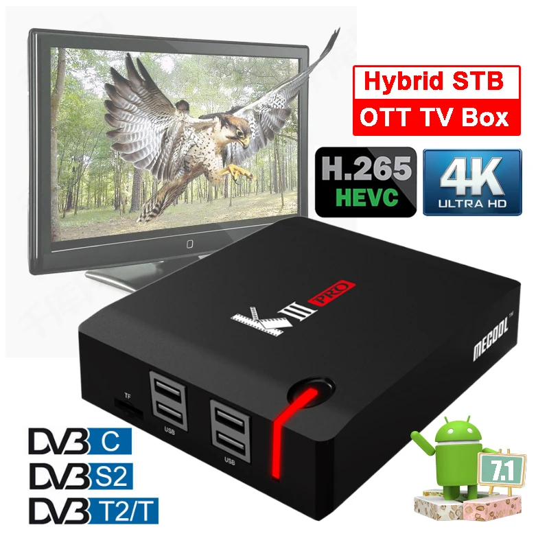

MECOOL KIII Pro 3G 16G Dual Wifi OTT Smart TV Box Amlogic S912 Octa-core Set Top Boxes DVB S S2 T T2 C Combo 4K HD Hybrid STB