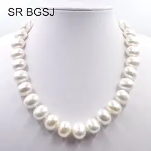 15x12 мм белый Южное море жемчужные бусины в форме яйца узел GP, застежка, модное ювелирное ожерелье 18"