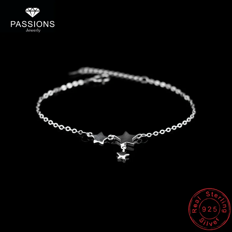 

Newest Fashion Three Stars Pendant Bracelets 925 Sterling Silver Simple Charm Star Bracelet Chain For Women&Girl Jewelry Gift
