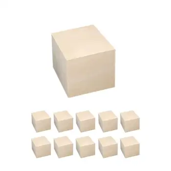 

4/10 Pcs Square Solid Wood Wooden Cube Polishing Process Square Block DIY Handcraft Wooden Home Decoration Ornaments
