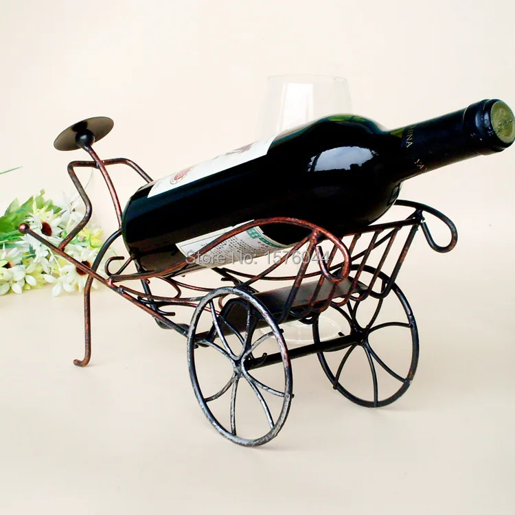 1 шт. новый список креативная металлическая Винная стойка рикшона Держатели вина Китай украшение с завитками дизайн держатель вина J2067