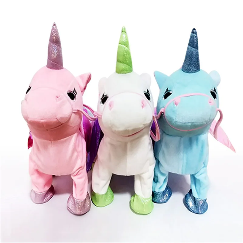 Cute Unicorn Doll Leash Flying Horse Can Walk Can Sing Plush Dolls For Poni Electric Unicorn Plush Toy Child Birthday Gift T0723 (6)