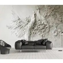 Пользовательские обои 3D трехмерное тиснение Павлин ТВ диван фон стены гостиной спальни росписи 3d обои