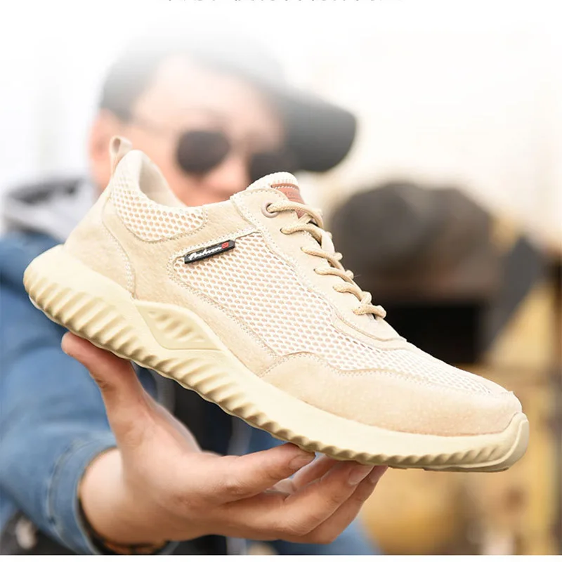 

New exhibition Fashion safety shoes Men's breathable mesh anti-smashing piercing lightweight steel toe cap wear site work shoes