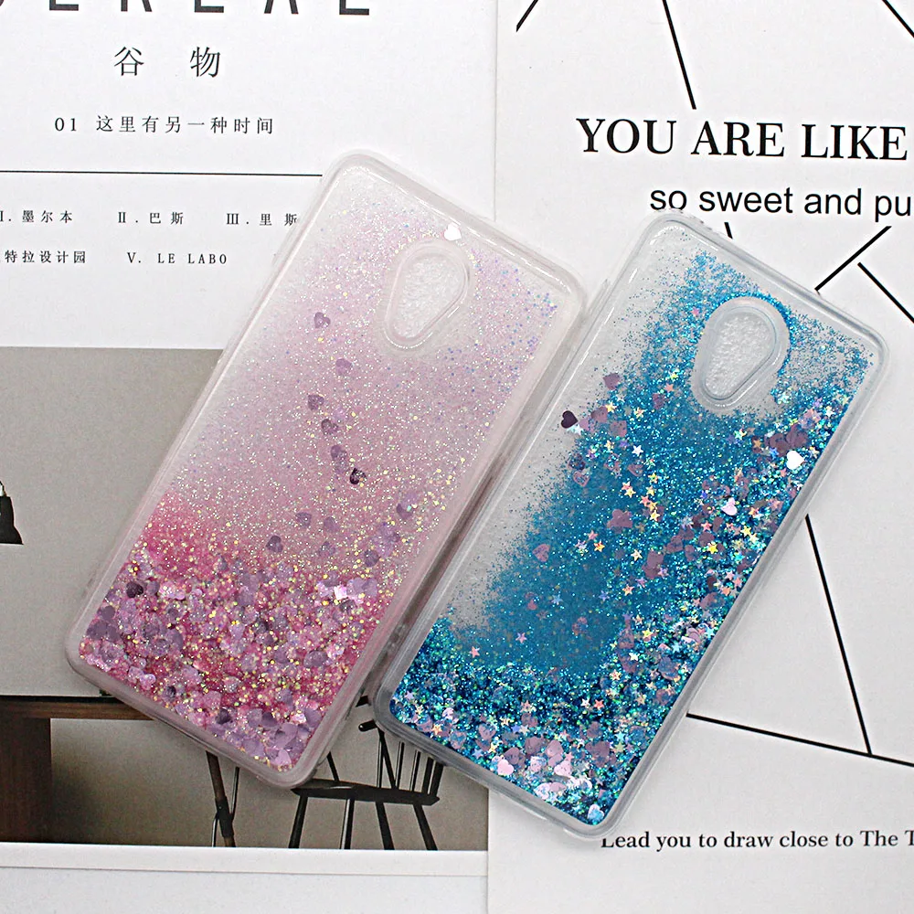 Para Meilan M6S caso Bling del casos de la cubierta del teléfono para el Meizu M5 nota MX6 dinámica líquido arenas movedizas en M5s Coqeu Fundas