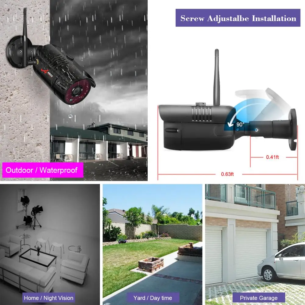 ANRAN1080P HD Wi-Fi камера системы безопасности 2MP 8 CH NVR набор беспроводная домашняя камера видеонаблюдения система в помещении и на открытом воздухе IP камера