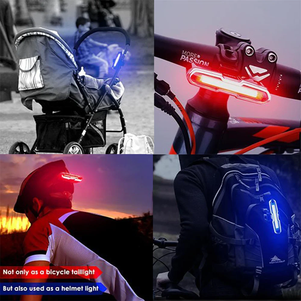 Top Bike Tail Light Ultra Bright Bike Light USB Rechargeable LED Bicycle Rear Light 5 Light Mode Headlights with Red + Blue 7