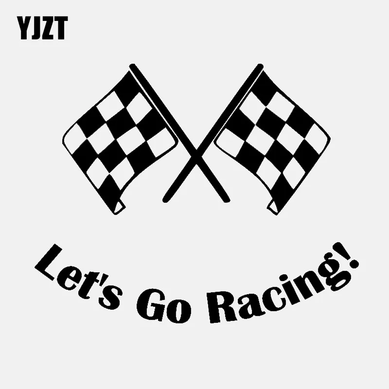 YJZT 13 6 см * 10 9 Мода Let's Go Racing! Виниловые наклейки на окна автомобиля черные и