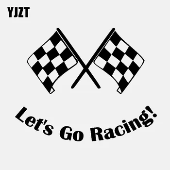 

YJZT 13.6CM*10.9CM Fashion Let's Go Racing! Vinyl Car Window Sticker Decals Black Silver Accessories C11-1974