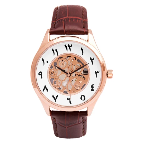 Арабские часы мужские, arabe montres hommes, кожаные арабские часы - Цвет: rose gold brown