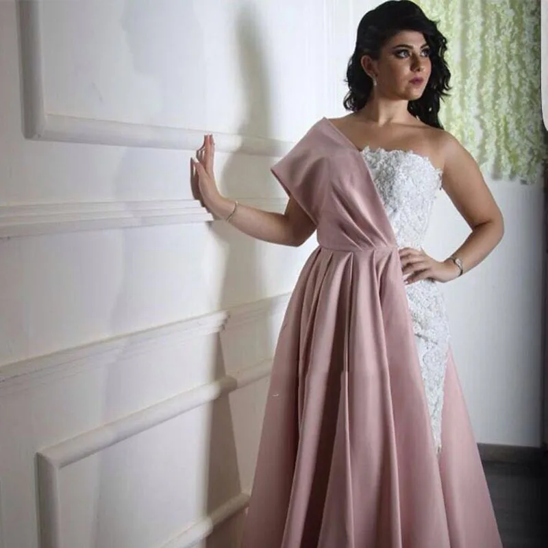 

Arabic One Shoulder Evening Dresses A Line Formal Gowns 2017