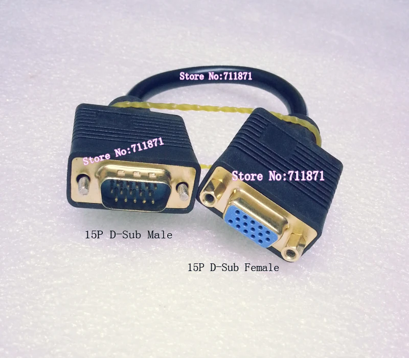 20cm Short Male to Female D Sub Cable 15P Male Female VGA Line Cable 15 Pin to 15P Male to