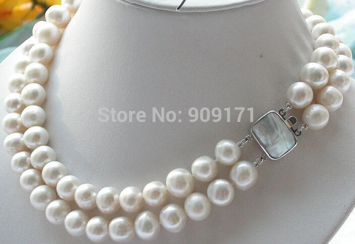 

Free Shipping>>A++ 2ROW 10-11mm white round CULTURED PEARL necklace