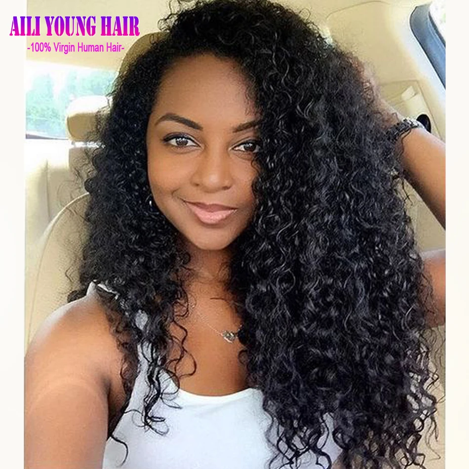 150 density curly full lace human hair wigs for black