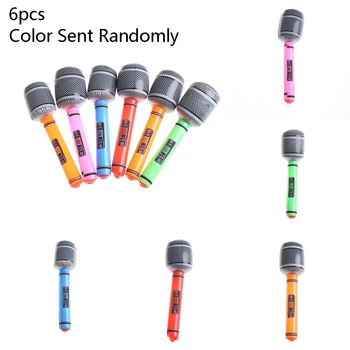 

6pcs Inflatable Disco Toy Children Gift Party Decoration Supplies Stage Prop Microphone Inflatable Microphone Color Randomly