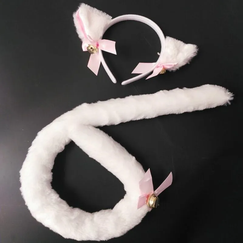 Rainbow Unicorn Pastel Pink Blue Purple Furry Fox Ear Headband Tail Sey Cosplay