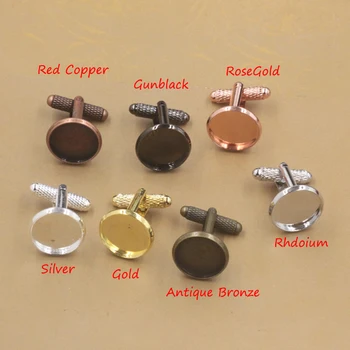 

Wholesale 10pcs 12 14 16 18mm Cabochon Cufflinks Base Round Silver Gold Plated French Cuff Links Blank Tray Setting Diy Findings