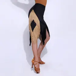 2019 юбка для латинских танцев для женщин Красная бахрома танцевальная юбка Современная Румба Танго Платье Фламенко Сальса танцевальная