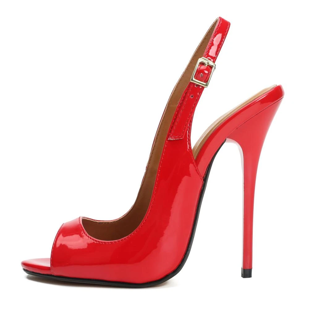 Sandalias Peep Toe para mujer, zapatos elegantes de tacón alto negro y rojo, con correa trasera, para de 2022|Sandalias de mujer| - AliExpress