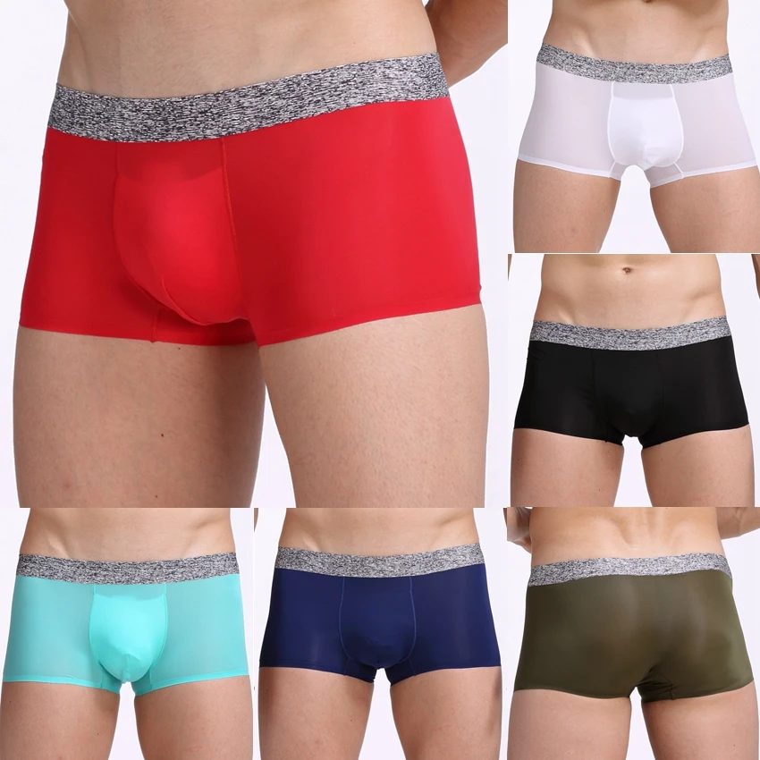 2018 Men's Boxers Ice silk Mens Underwear Boxer Men Solid Underwears