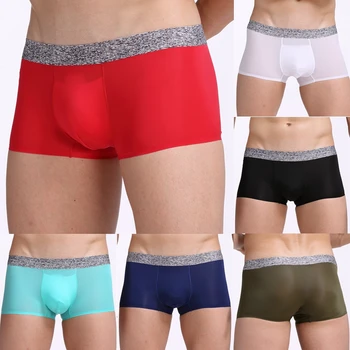 

2018 Men's Boxers Ice silk Mens Underwear Boxer Men Solid Underwears Soft and comfortable underwear men boxer Plus size M-XXXL