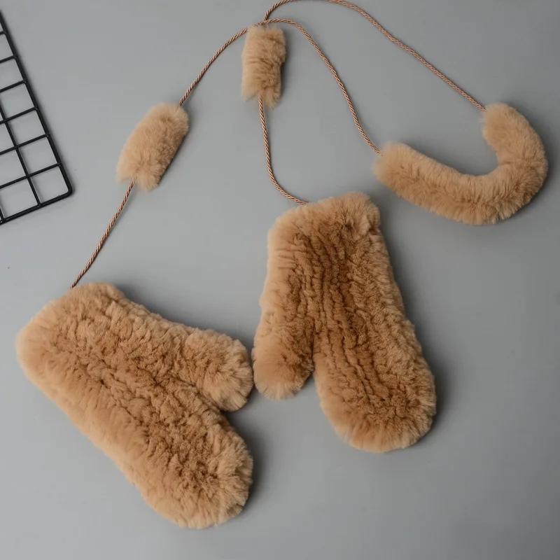 

Luxury quality Ladies 100% Genuine Real Fur Gloves High Elastic Women's Knitted Real Rabbit Fur Mittens 2019 Winter Warm Gloves