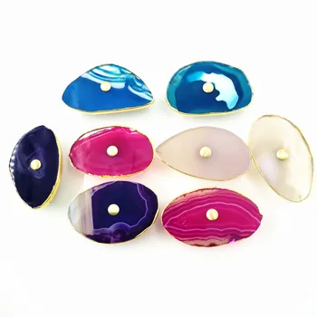 

1pcs Creative Design Brass handle Cabinet drawer copper Door Knobs natural agate stone Pulls Knobs Perfect for Home Office Diy