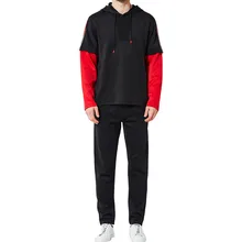 Lncdis Для мужчин спортивный костюм осень-зима Лоскутная Толстовка Топ и штаны комплекты Спортивный костюм мужской спортивный костюм Костюмы комплекты из 2 предметов тонкий A5