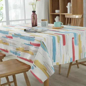 

Senisaihon Pastoral Polyester / Cotton Tablecloth Color Graffiti Dust-proof Table cloth Wedding Banquet Rectangular Cover cloth