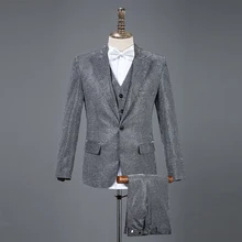 Men Jacket Suit Male Four-Piece Outfits Bright Silk Costume Man Nightclub Bar Dj Ds Clothes Adults Singer Stage Show Wear DT748