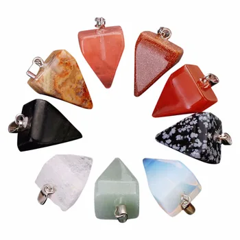 

Wholesale 25pcs/lot high quality Trendy Natural Crystal Pyramid Quartz Stone Pendant Jewelry For Women Gift Free shipping