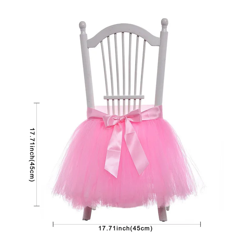 1 шт. 45*45 см Тюлевая юбка-пачка для стула с поясом, чехол для стула с лентой для свадьбы, украшение для вечеринки в день рождения, праздничные вечерние принадлежности