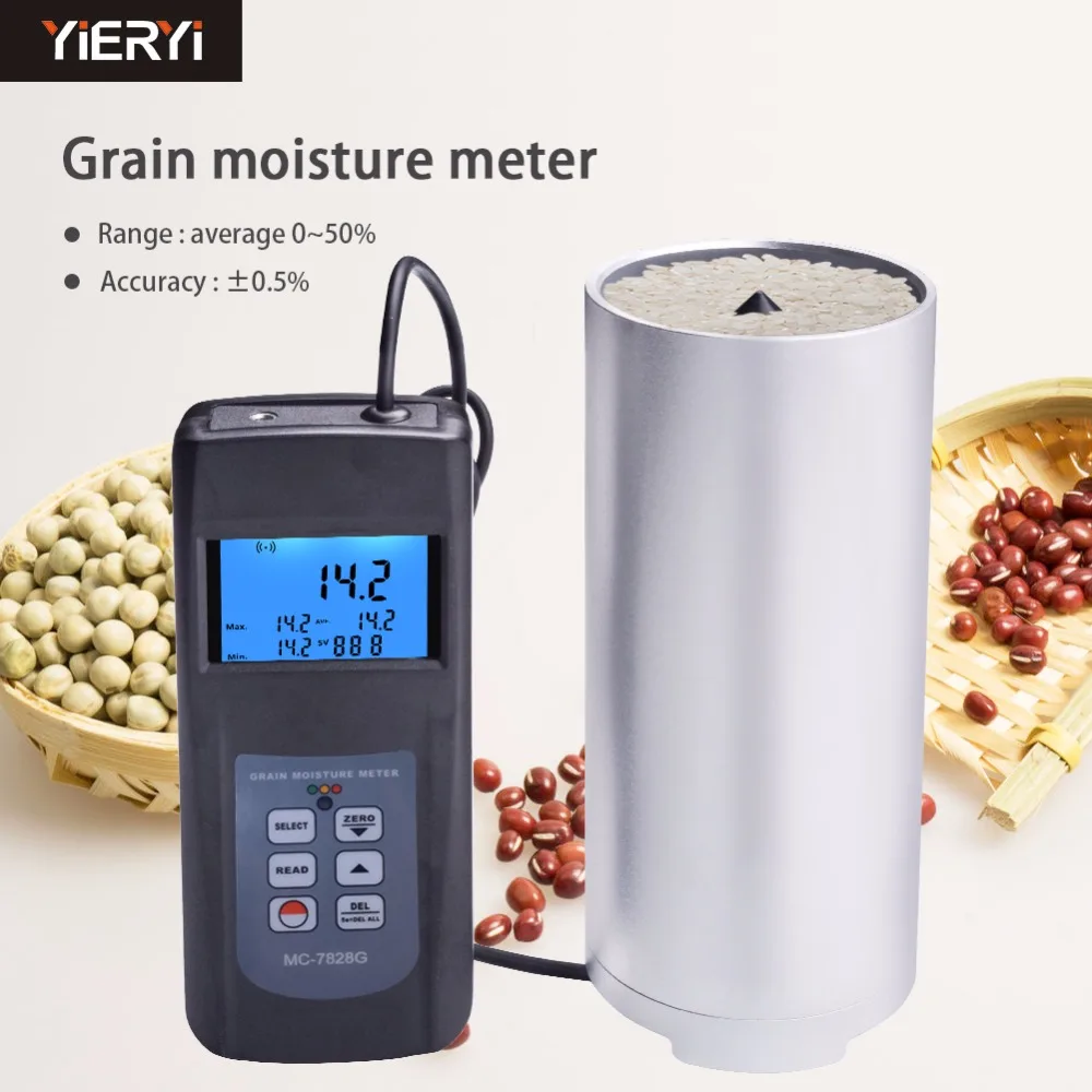 

yieryi Hygrometers Grain Moisture Meter Tester Range 0-50% Digital LCD Display Cup Type MC-7828G Humidity T