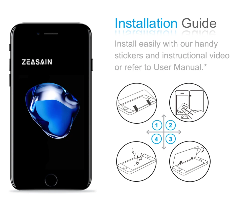 [2 упаковки] Оригинальная защитная пленка ZEASAIN 9H 2.5D 0,3 мм из закаленного стекла премиум-класса для iPhone 5 5S se 6 6s 7 Plus
