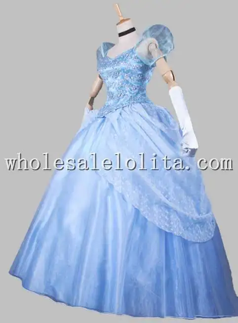 Горячие Продажи High End Синий Принцесса Cinderlla Платье Костюмированный Бал Платье Вечернее платье Косплей Платье