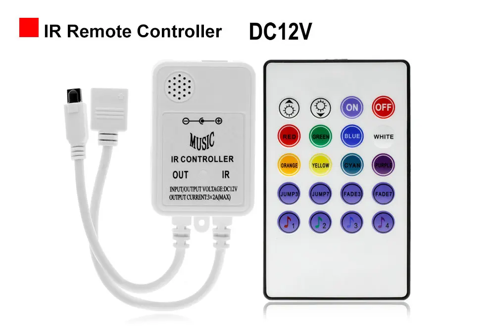 Светодиодный музыкальный ИК/РЧ-контроллер, 20 клавиш, пульт дистанционного управления для 3528 5050 RGB, светодиодные полосы света, мини-контроллер для светодиодной ленты