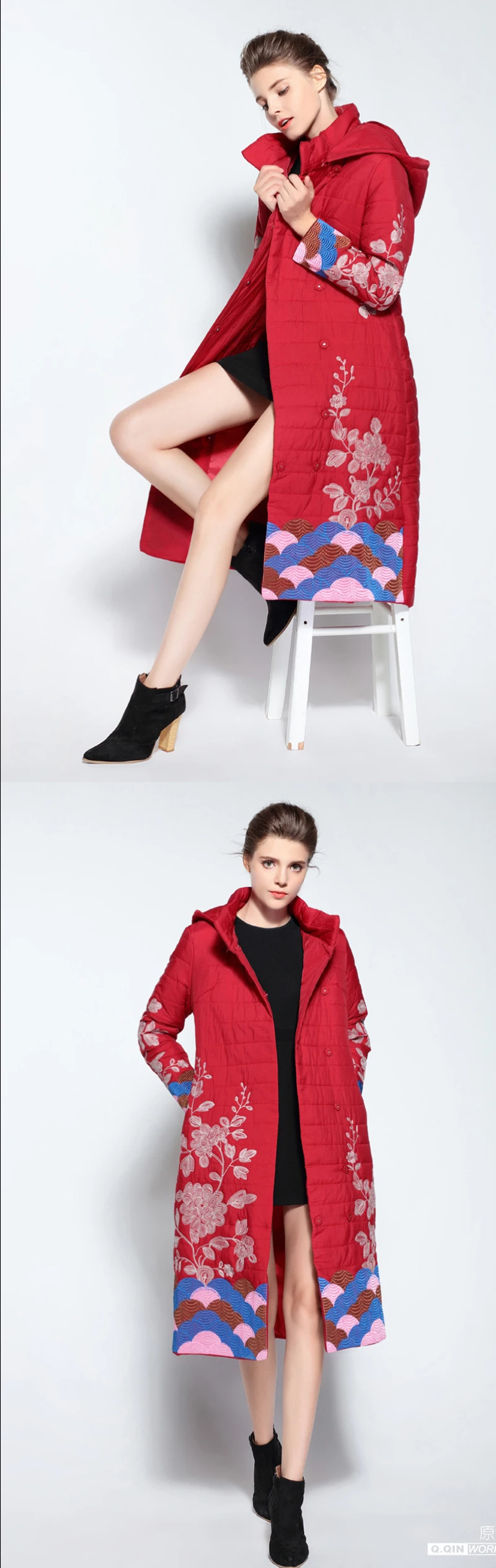 ynzzu vintage floral embroidery women parkas 2019