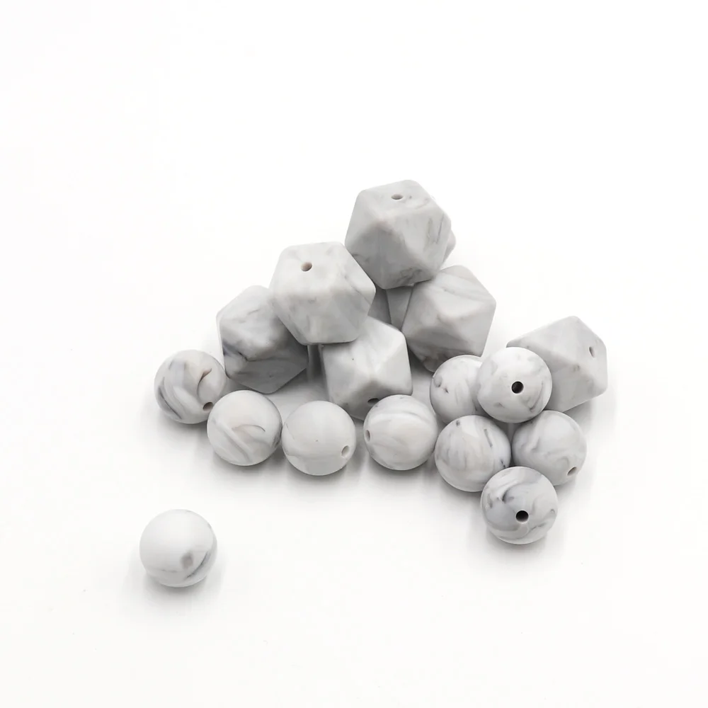 25pc シリコーンおしゃぶりビーズ大理石ラウンド Hexagone シリコーン歯が生えるビーズジュエリーメイキングのためにネックレスおしゃぶりクリップブレスレット Teether Silicone Silicone Teethersilicon Beads Teether Aliexpress
