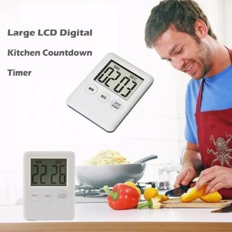 

Alarm Clock 5 Colors Super Thin LCD Digital Screen Kitchen Timer Square Cooking Count Up Countdown