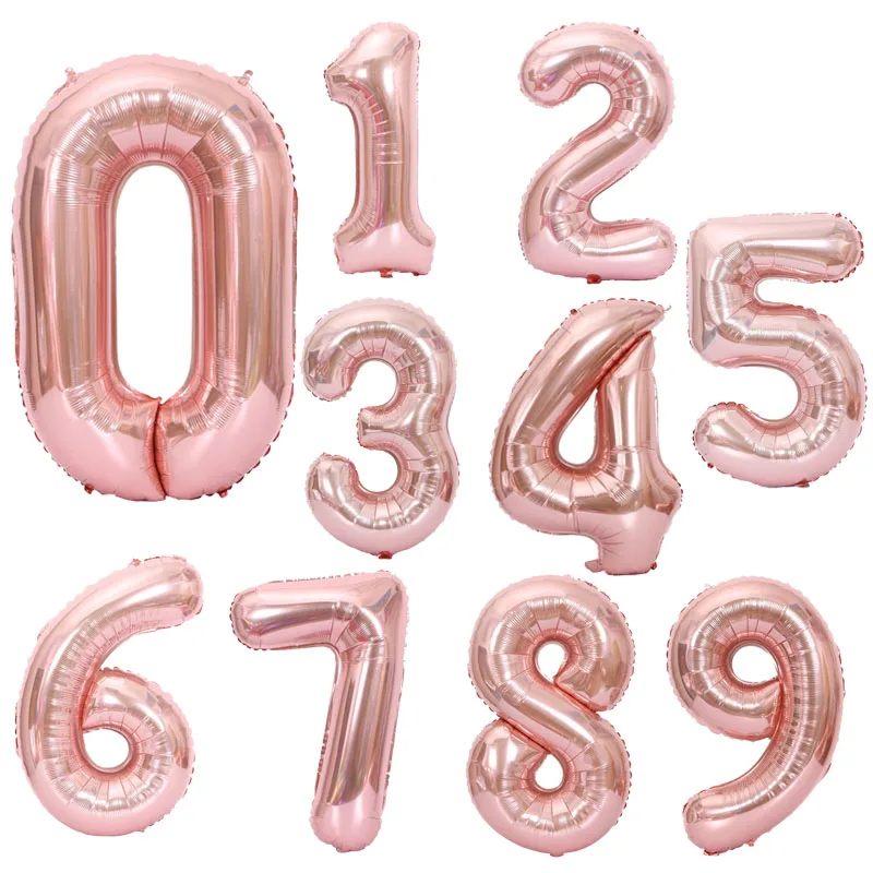 40 дюймов розового золота номер Фольга шары большие цифры гелий шарики свадебные украшения на день рождения для празднования вечеринок Baby Shower
