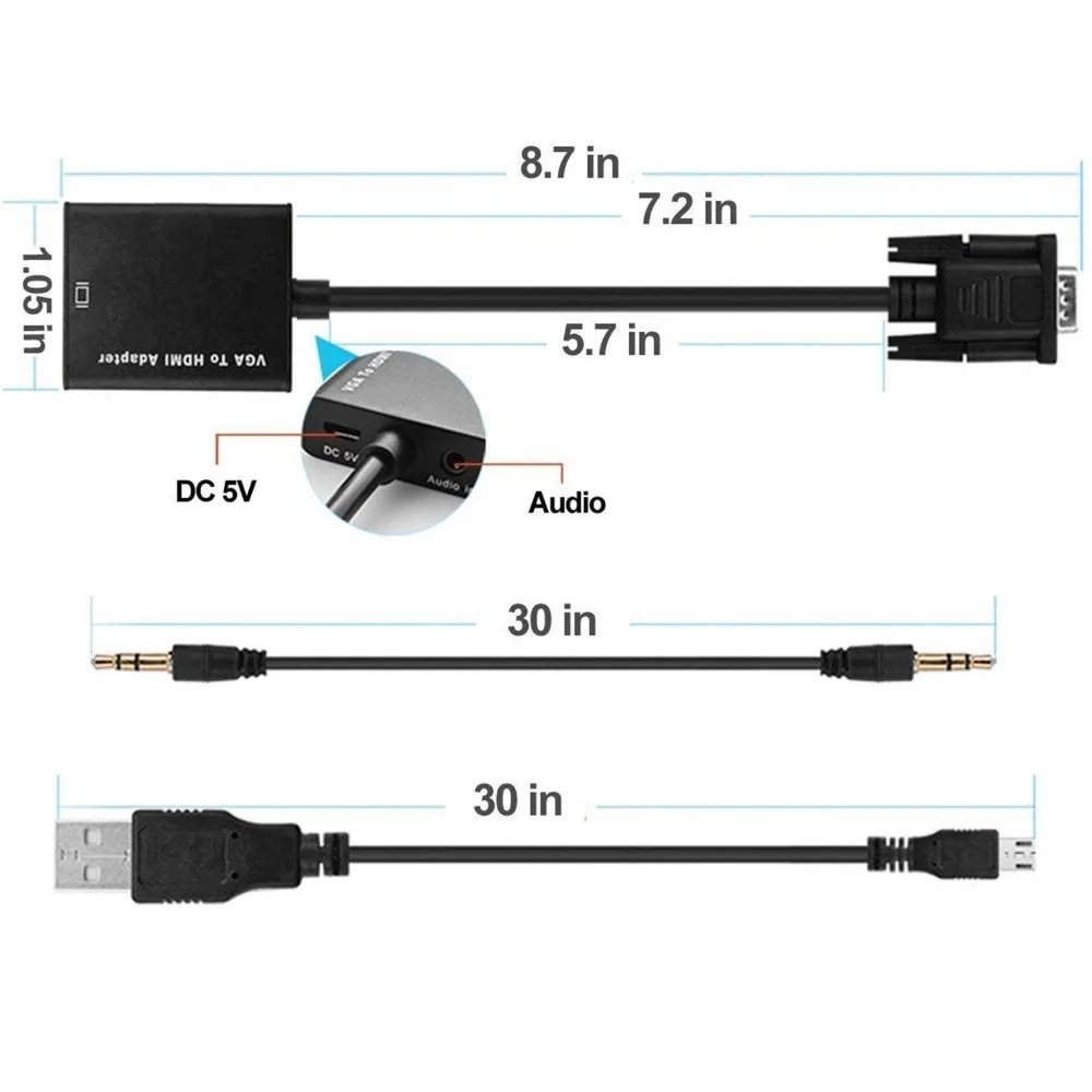  VGA al Convertitore di HDMI Adattatore di Uscita 1080P HD con Audio VGA2HDMI TV AV per HDTV Video C