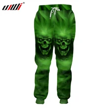 UJWI, мужские спортивные штаны с 3d принтом, зеленые штаны-шаровары с черепом, Мужские осенне-зимние штаны с эластичной резинкой на талии, прямые поставки