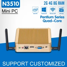 Intel Pentium N3510 4 ядра 2.0 ГГц Мини-ПК Окна 10 безвентиляторный мини-компьютер HTPC HDMI ТВ box office Настольный компьютер