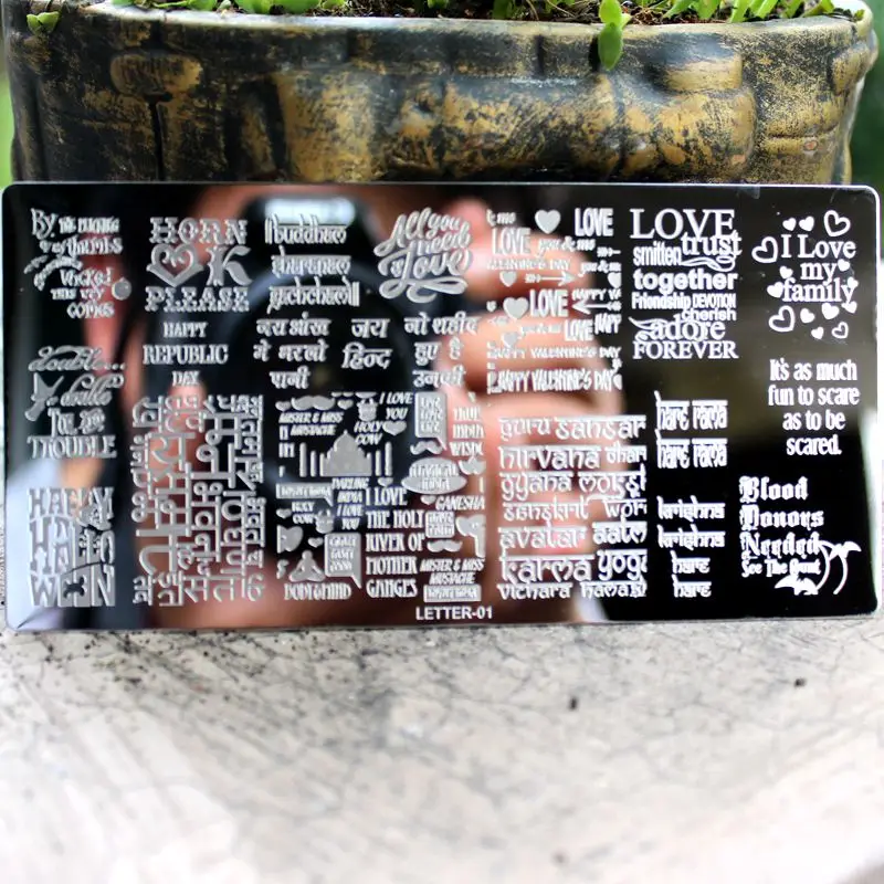 

2017 New Nail stamping plate Letter Pattern Nail Art Stamp Stamping Template Image Plate Manicure nail stencil letter01-letter02