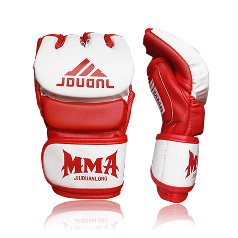 

PU Leather MMA Muay Thai Training Gloves Sanda Mitts Sandbag Punching Sparring Boxing Gloves Half Finger