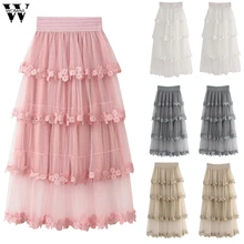 Женская юбка, летняя повседневная женская юбка с высокой талией, плиссированная юбка-пачка из тюля, May20