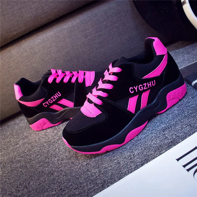 Dropshipping Women Flat Shoes Sneakers Breathable Casual Shoes Woman Tenis Feminino Lace-up zapatillas mujer XYZ135 - Цвет: pink