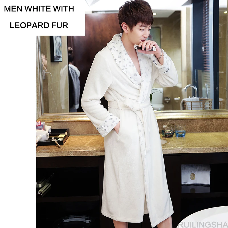 Новая мода Для мужчин s роскошный мех мягкий шелк фланель удлиненные банный халат Для мужчин халат-кимоно Любители теплый Халат мужской