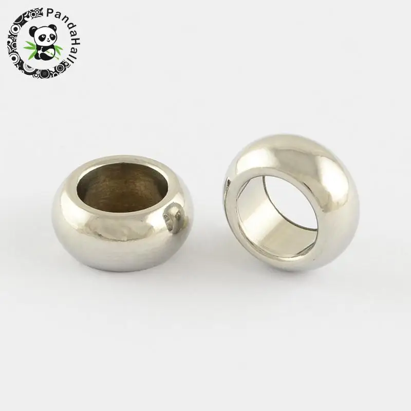 

304 Stainless Steel Large Hole Abacus Beads, Stainless Steel Color, 11x5mm, Hole: 7mm